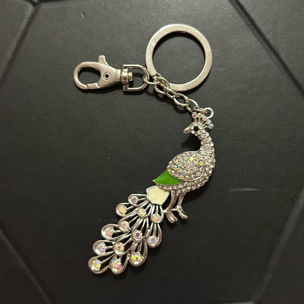 Sparkling Peacock Keychain